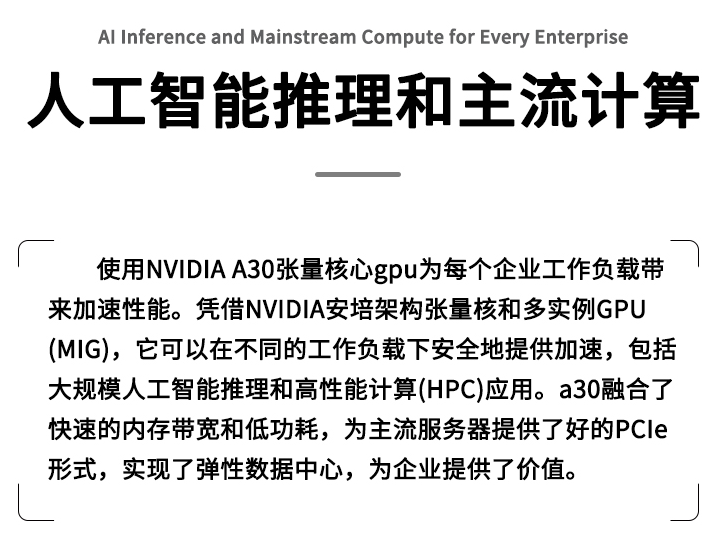 A30 24G GPU NVIDIA Tesla PCI-E AI深度學習訓練推理加速HPC顯卡